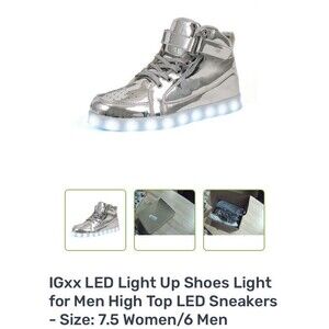 Unisex LED Light Up Shoes, Fashion High Top Sneakers Rechargeable Mens sz. 11